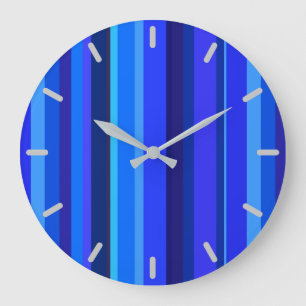 Blaue vertikale Streifen Große Wanduhr
