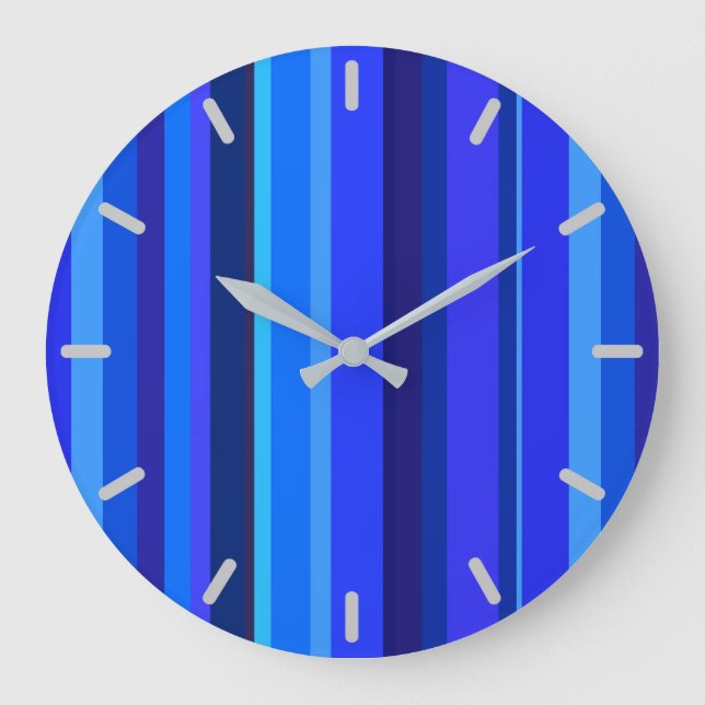 Blaue vertikale Streifen Große Wanduhr (Vorderseite)
