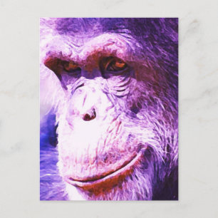 Blaue vertikale Töne Schimpansen-Kopf Postkarte