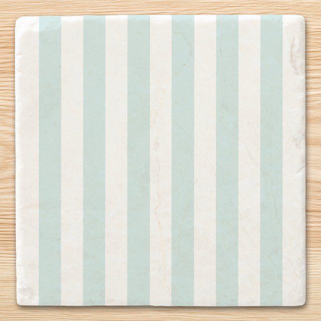 Blaue Vertikalstreifen Steinuntersetzer (White and Pale Teal Vertical Stripes Stone Coaster)