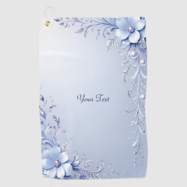 Blaue Verzierte Blumen Golfhandtuch