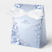 Blaue verzierte Blumen mit Perlen Geschenkbox