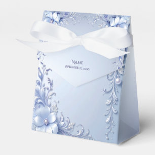 Blaue verzierte Blumen mit Perlen Geschenkbox Geschenkschachtel