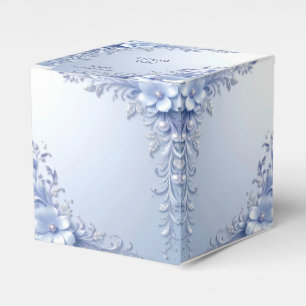 Blaue verzierte Blumen mit Perlen Geschenkbox Geschenkschachtel