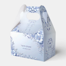 Blaue verzierte Blumen mit Perlen Geschenkbox
