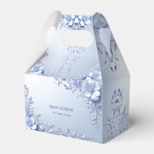 Blaue verzierte Blumen mit Perlen Geschenkbox Geschenkschachtel