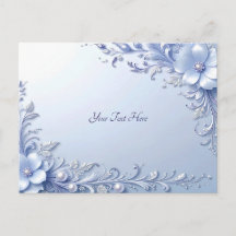 Blaue verzierte Blumen mit Perlen Postkarte