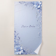 Blaue verzierte Blumen mit Perlen Strandtuch