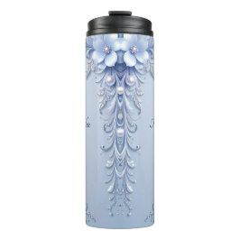 Blaue verzierte Blumen mit Perlen Thermosbecher