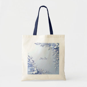 Blaue verzierte Blumen mit Perlen Tote Bag Tragetasche