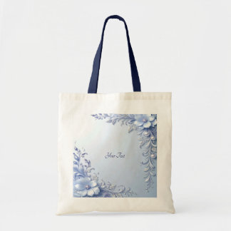 Blaue verzierte Blumen mit Perlen Tote Bag Tragetasche