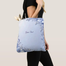 Blaue verzierte Blumen mit Perlen Tragetasche