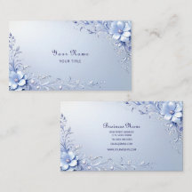 Blaue Verzierte Blumen Mit Perlen Visitenkarte