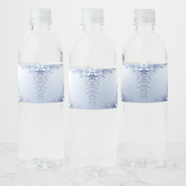 Blaue Verzierte Blumen mit Perlen Wasserflaschenet Wasserflaschenetikett