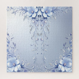 Blaue Verzierte Blumen Puzzle