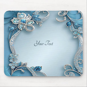 Blaue Verzierte Blumenmauspad Mousepad