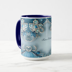 Blaue verzierte Blumenvase Tasse