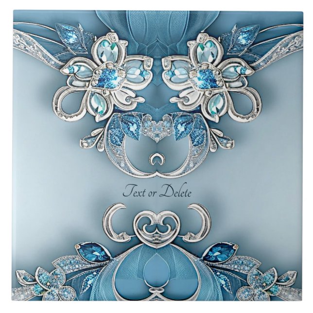 Blaue Verzierte Keramik Fliese (Vorderseite)
