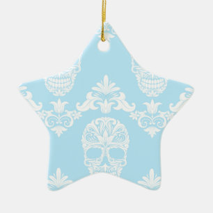 Blaue viktorianische Schädel Keramikornament
