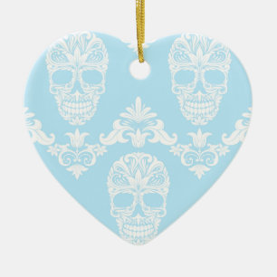 Blaue viktorianische Schädel Keramikornament