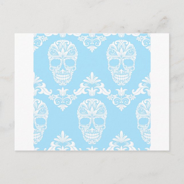 Blaue viktorianische Schädel Postkarte (Vorderseite)