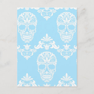 Blaue viktorianische Schädel Postkarte