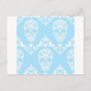 blaue viktorianische Totenköpfe Postkarte