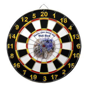 Blaue Vintage alte Roadster mit Motor raus Dartscheibe