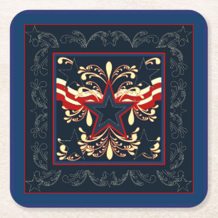 Blaue Vintage-Americana-Getränkeuntersetzer Rechteckiger Pappuntersetzer
