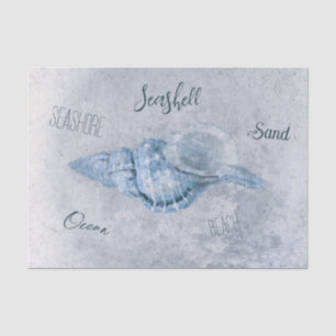 Blaue Vintage-Antik-Strand-Ephemera in Muschelblau Seidenpapier