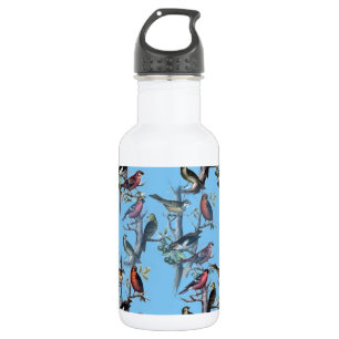 Blaue Vintage-Art-Vögel Muster Accessoires LeahG Trinkflasche