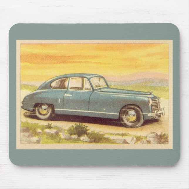 Blaue Vintage-Autodruck Mousepad (Vorne)