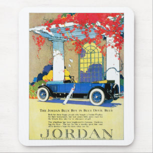 Blaue Vintage-Automobilwerbung Mousepad