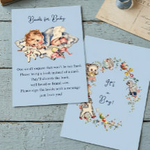 Blaue Vintage-Baby-Junge-Baby-Shower-Buch-Anfrage