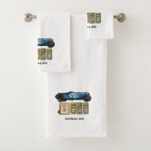 Blaue Vintage Badhandtuch Set