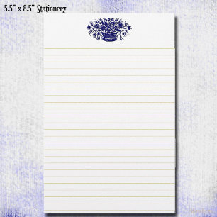 Blaue Vintage Blume Basket Grau Linde Untergrundbe Briefpapier