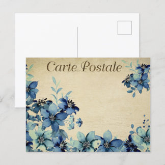Blaue Vintage Blume Postkarte