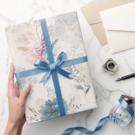 Blaue Vintage-Blumen-Geschenkpapier Geschenkpapier