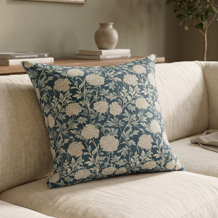 Blaue Vintage-Blumen Kissen