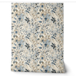 Blaue Vintage-Blumen neutral Tapete