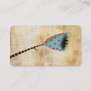 Blaue Vintage-Blumen Polka Punkte Visitenkarte