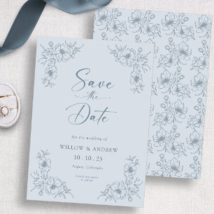 Blaue Vintage-Blumen Save The Date