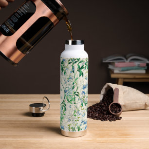 Blaue Vintage-Blumen Trinkflasche