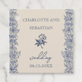 Blaue Vintage Blumenhochzeit Geschenkanhänger