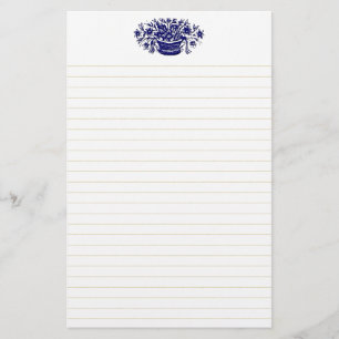 Blaue Vintage-Blumenkorb 5,5" x 8,5" gefüttert Briefpapier