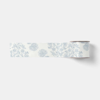 Blaue Vintage-Blumenmuster-Geschenkpapier Satinband