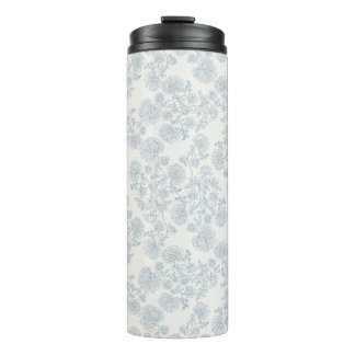 Blaue Vintage-Blumenmuster-Geschenkpapier Thermosbecher