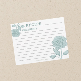Blaue Vintage Blumenrezeptur-Karte
