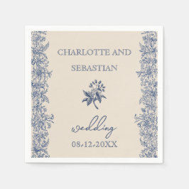 Blaue, Vintage Blumenzimmertafeln Serviette