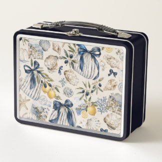 Blaue Vintage-Bow-Brotbox Metall Brotdose
